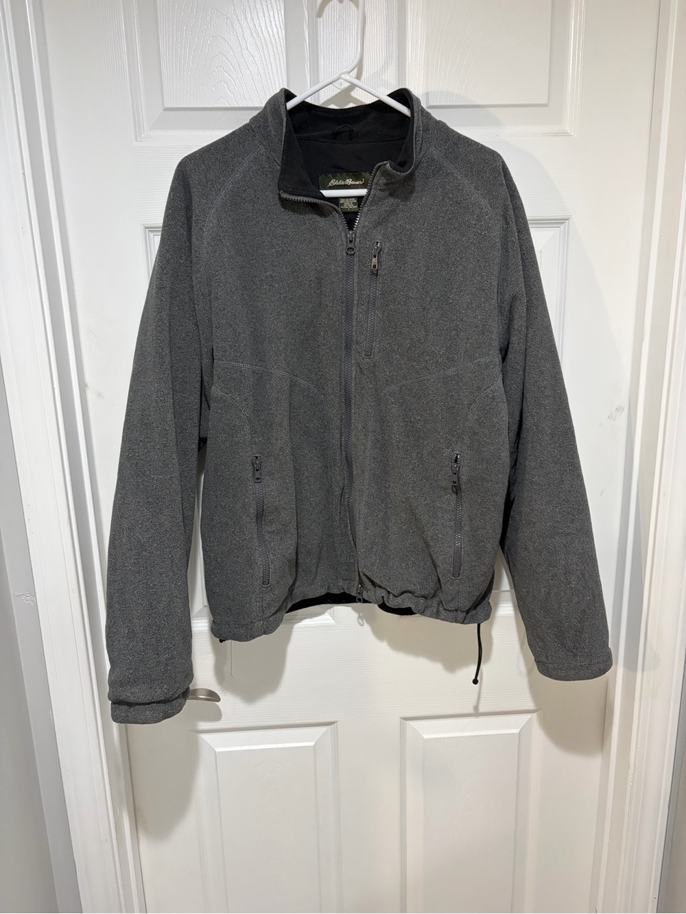 EDDIE BAUER Men's Dark Gray Full-Zip Fleece Windcutter Jacket